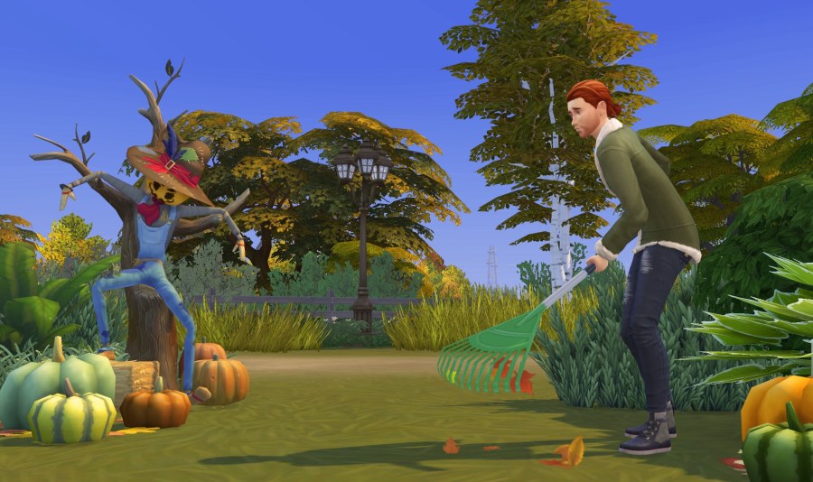 Sims 4 Seasons: madárijesztő és falevél összegereblyézése